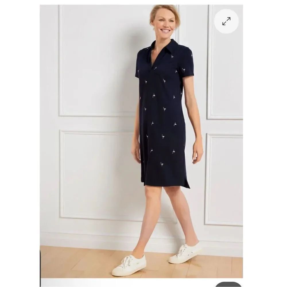 Talbots polo dress flamingo print S